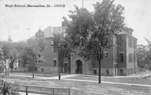 J85/ Marseilles Illinois Postcard c1910 High School Building  45