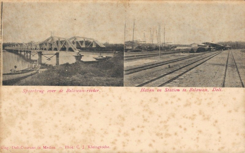 Indonesia Spoorbrug Belawan Rivier Haven Station te Belawan Deli 04.83