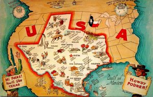 Texas Humour Map Of Texas Over USA