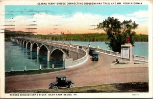 Vtg Clarks Ferry Bridge Susquehanna Trail and William Penn Highway PA Postcard