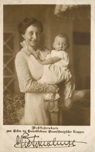 c1909 RPPC German Royalty Victoria Luise & Ernst August, to Braunschweig Troops