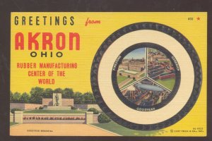 AKRON OHIO RUBBER CAPITAL OF THE WORLD TIRES GOODYEAR FIRESTONE POSTCARD