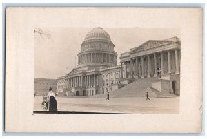 c1910's Capitol Building Baby Stroller Washington DC Antique RPPC Photo Postcard