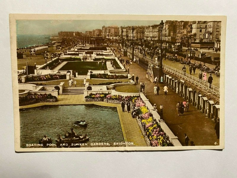 POSTED   VINTAGE RP POSTCARD - BOATING POOL SUNKEN GARDENS BRIGHTON  (KK1360) 