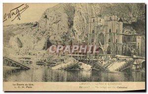 Old Postcard Dinant Bridge and La Cathedrale Army