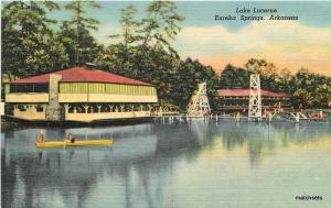 1940s Eureka Springs Arkansas Lake Lucerne Glades Teich postcard linen 6474 