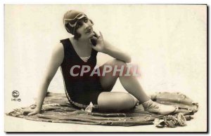 Old Postcard Folklore Swimsuit Bath Woman