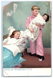 1907 Joys Of Married Life Little Men And Women Tuck's Napoleonville LA Postcard