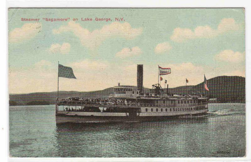 Steamer Sagamore Lake George New York 1914 postcard