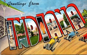 Greetings From Indianapolis Indiana Large Letter Linen