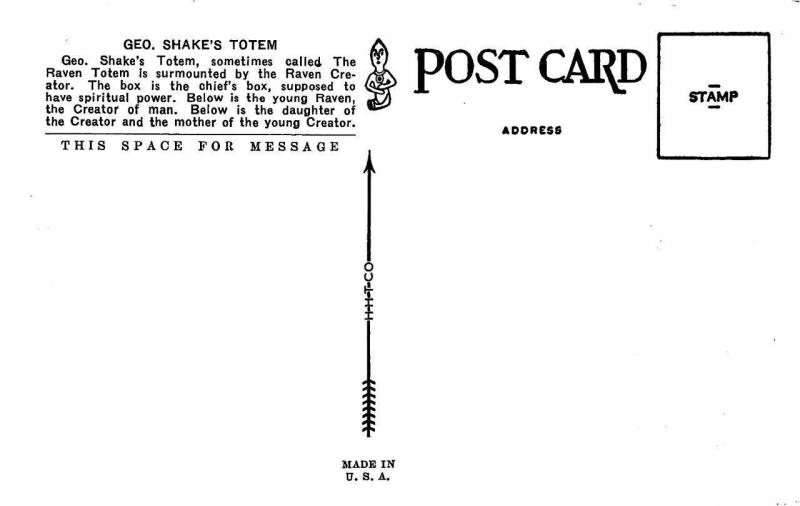 WRANGELL, AK Alaska   FAMOUS CHIEF SHAKE'S TOTEM~Cabin    c1940's Linen Postcard