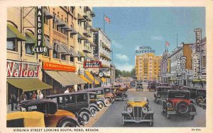 Virginia Street South Woolworth Drug Store Reno Nevada 1930s linen postcard