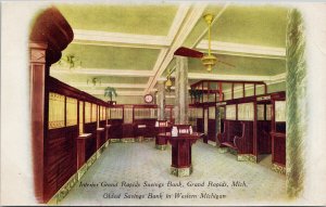 Grand Rapids MI Interior of Grand Rapids Savings Bank Advertising Postcard H9