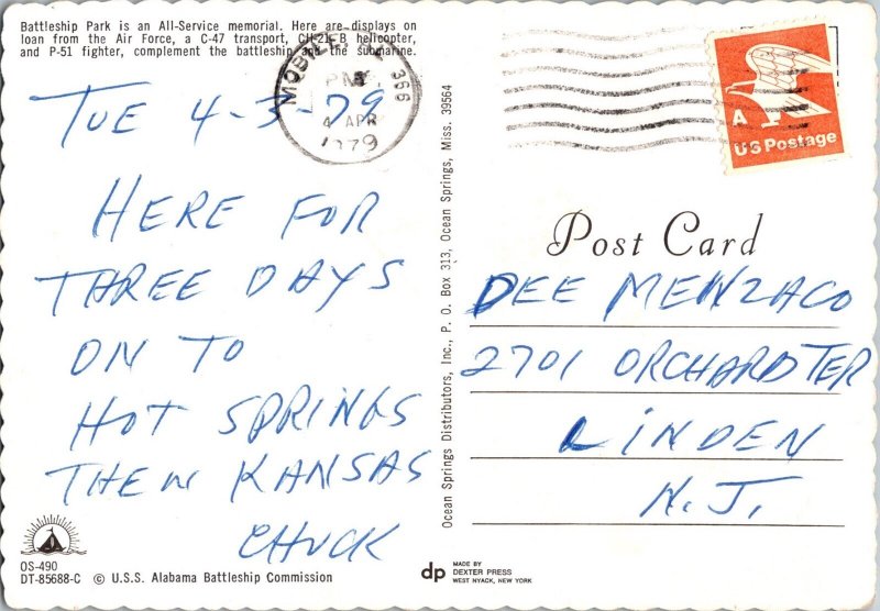 Vintage Postcard USS Alabama Mobile, Alabama CON3