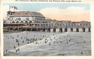 Long Beach California c1920 Postcard Panorama Showing Auditorium & Pleasure Pier