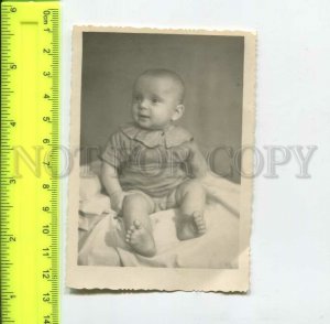 452392 USSR little boy on a blanket Old photo