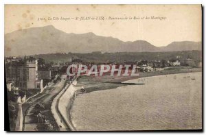 Old Postcard Saint Jean de Luz Basque Riviera Panorama Bay and Mountains