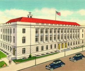 Cedar Rapids Iowa IA United States Post Office Court House Vtg Linen Postcard