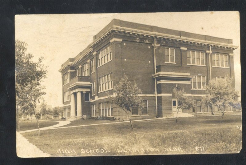 RPPC LEXINGTON NEBRASKA HIGH SCHOOL NEW DOUGLAS ILL. REAL PHOTO POSTCARD