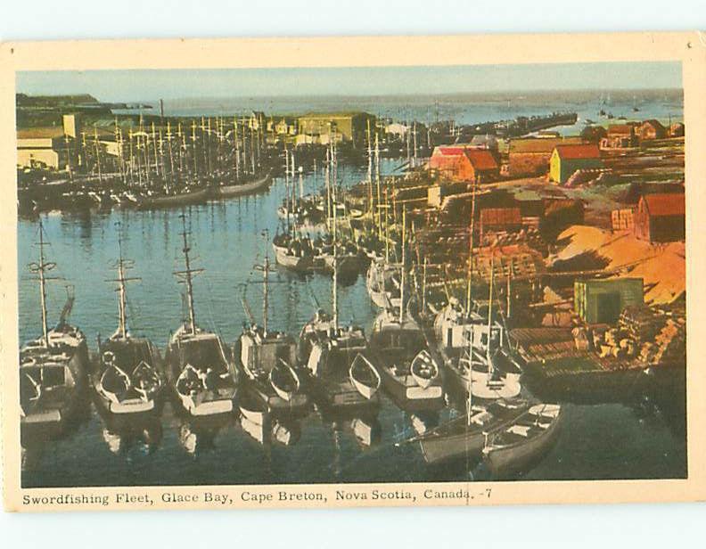 Vintage Post Card Swordfishing Fleet Glace Bay Cape Breton Nova Canada  # 3841