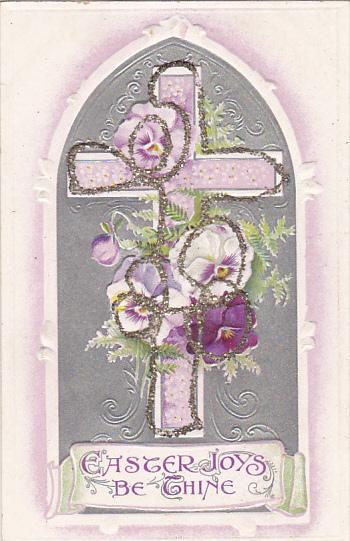 Easter Lavender Cross Wrapped With Flowers