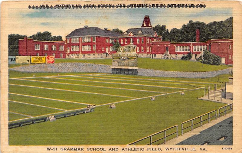 A36/ Wytheville Virginia Va Postcard 1957 Grammar School Stadium Athletic Field