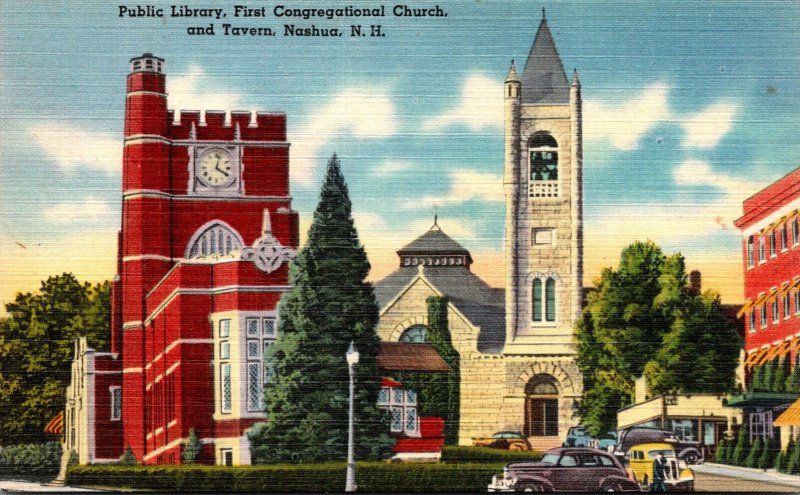 New Hampshire Nashua Public Library First Congregational Church and Tavern