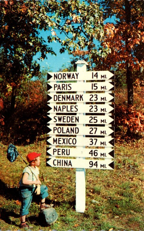 Maine Famous Sign Post At Lynchville At Junction Of Routes 5 and 35