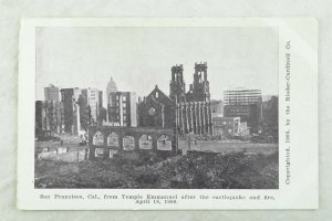 C.1906 San Francisco Earthquake Temple Emmanuel Postcard P97