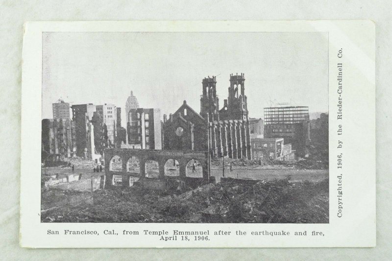 C.1906 San Francisco Earthquake Temple Emmanuel Postcard P97