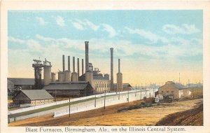 J53/ Birmingham Alabama Postcard c1920s Blast Furnaces Illinois Central 253