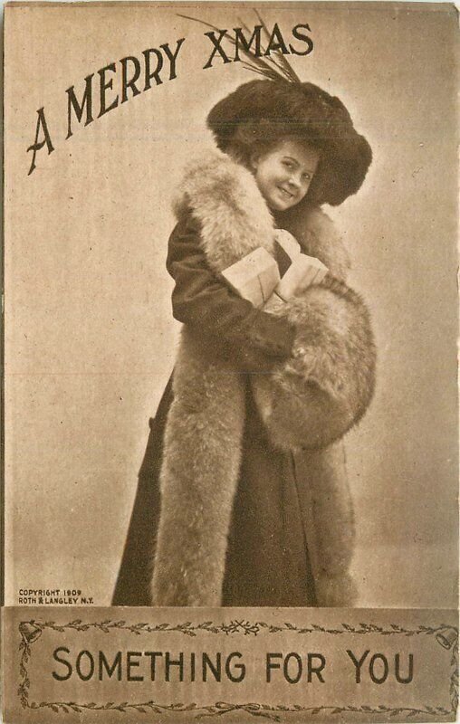 C-1910 Christmas woman fur coat fashion artist impression Postcard 22-8319