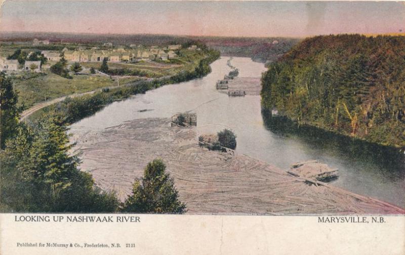 Looking up the Nashwaak River at Marysville NB, New Brunswick, Canada - pm 1906