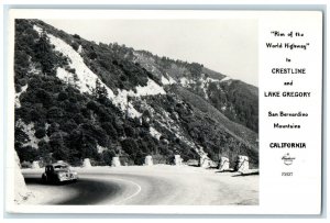 Rim Of World Highway Crestline San Bernardino Mountains CA RPPC Photo Postcard