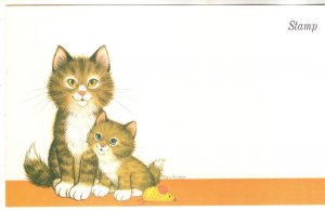 Cat and Kitten with Toy Mouse