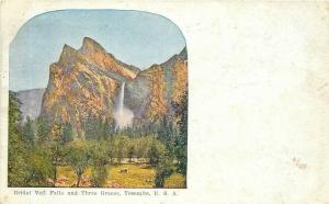 CA, Yosemite National Park, Bridal Falls, Three Graces, Postmark 1910 