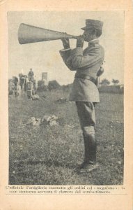 Italian army newspaper scrap artillery officer broadcasts orders with megaphone