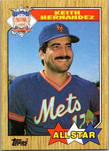 1987 Topps Baseball Card NL All Star Keith Hernandez New York Mets sk3256