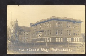 RPPC GOTHENBURG NEBRASKA PUBLIC SCHOOL BUILDING VINTAGE REAL PHOTO POSTCARD