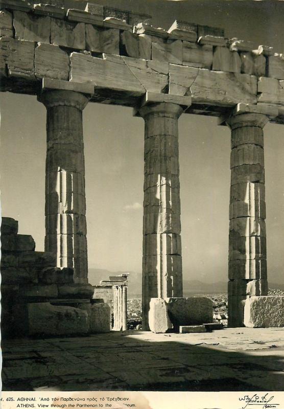 Greece Athens view through the Parthenon architecture