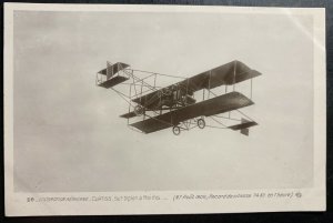 Mint France RPPC Real Picture Postcard Early Aviation Curtis Biplane At Reims