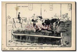 Old Postcard The Horse jumping logs