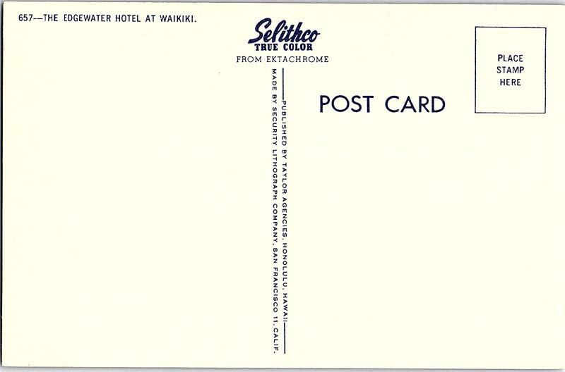 Postcard HOTEL SCENE Waikiki Hawaii HI AI8540