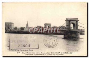 Postcard The Old Suspension bridge over the Rhone connecting Tarascon Beaucai...