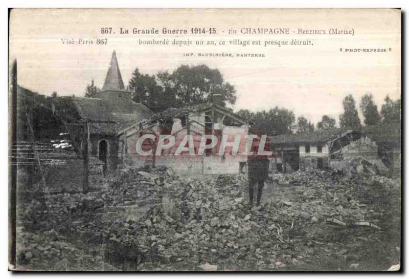 Old Postcard The Great War In Berzieux Champagne (Marne)