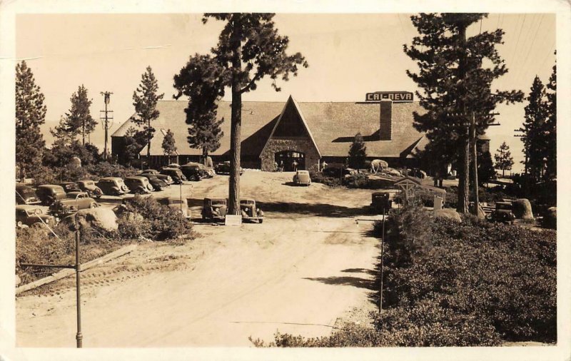 RPPC CAL-NEVA Lodge & Casino, Lake Tahoe Resort c1930s Vintage Photo Postcard