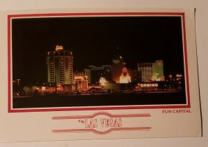 VTG Postcard Las Vegas Fun Capital Sands Hilton Imperial holiday hotels 1987 703