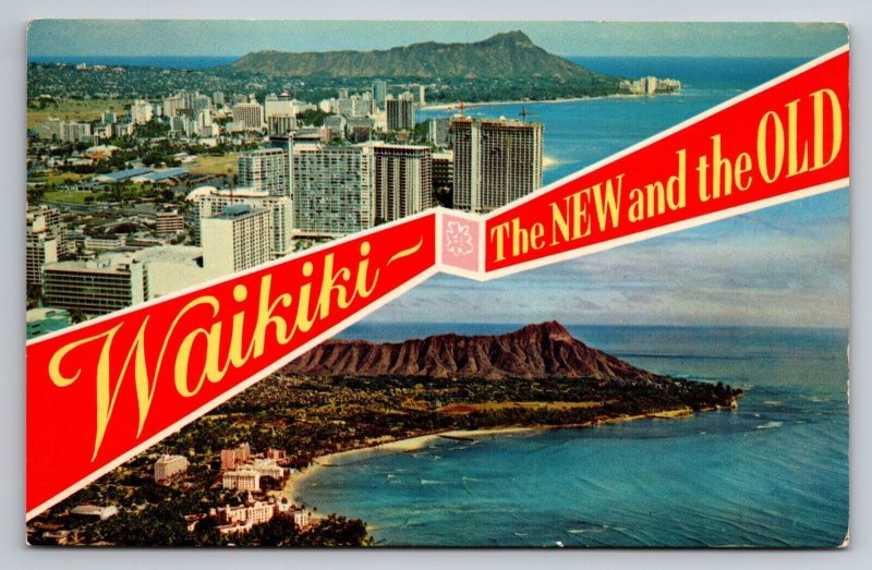 Waikiki The New And The Old Hawaii Vintage Posted 1972 Postcard