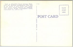 Reading Pennsylvania, Old Canal Lock, Flag, Elm Tree, Covered Bridge, Postcard