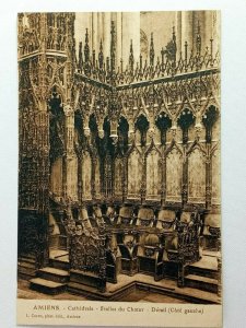 Vintage Postcard Cathedrale Stalles du Choeur Detail (Cote Gauche) Amiens